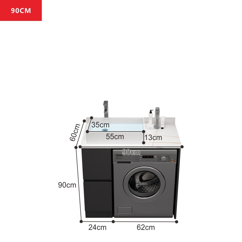 Moderno minimalista lavadora balcón gabinete de baño sin pintura de madera maciza lavabo tambor lavadora compañero gabinete image 15