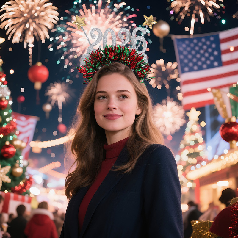 新しい 2026 クリスマスヘッドバンドクリエイティブ大晦日デジタルヘッドバンド新年パーティーの装飾スターカラーストリップヘッドバックル|undefined