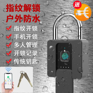 Smart Fingerprint Padlock Key Password Large Outdoor Waterproof Lock Head Door Factory Security Door Home Electronic Lock