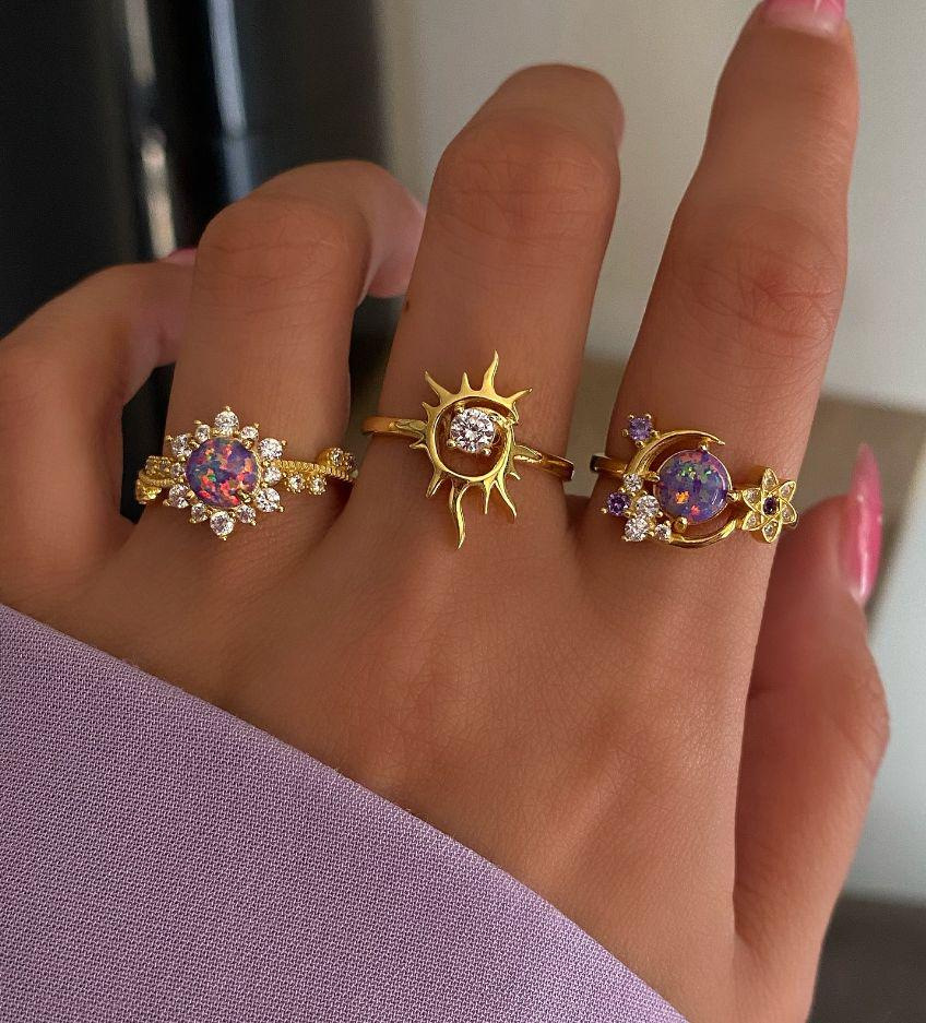 Set di anelli sole e luna viola gioielli firmati donna_voghion.com