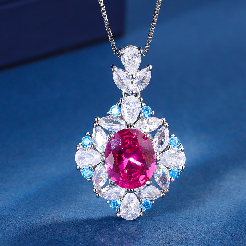 Zhuang Sheng joyería europea y americana popular anillo simulación Rosa rojo corindón temperamento traje femenino 10*12-6*8