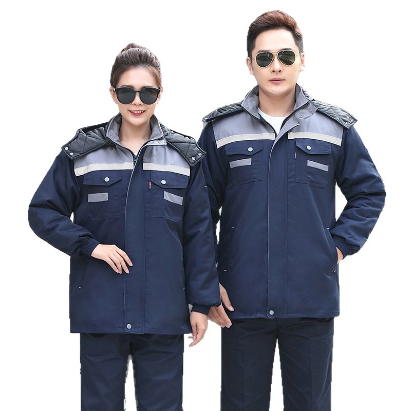 invierno algodón chaqueta de algodón conjunto de ropa de trabajo chaqueta de hombre y mujer reparación de automóviles fría gruesa ropa de protección laboral desmontable calentamiento
