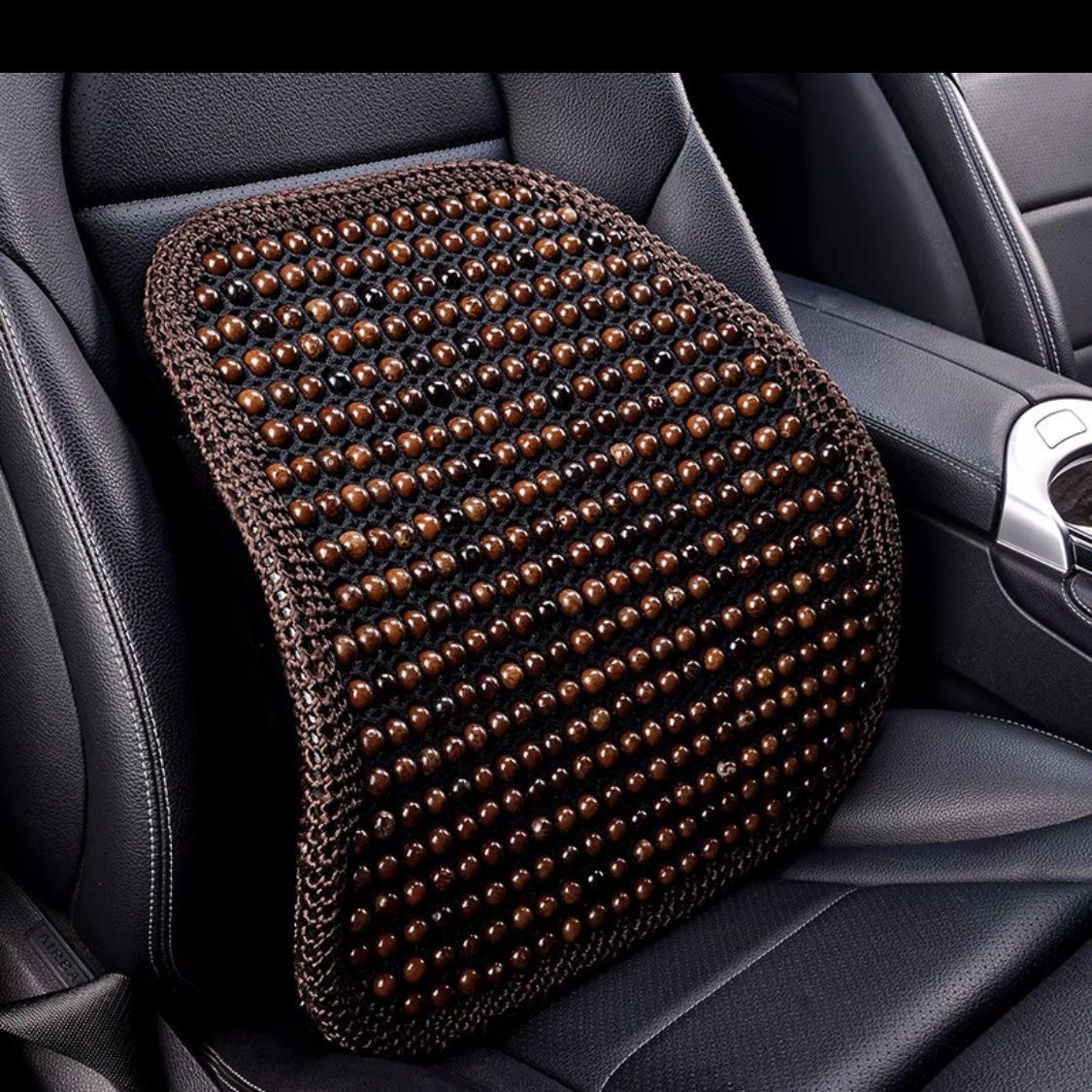 Car Lumbar Support Cushion Made of Bodhi Root, Hand-Woven Breathable Seat Lumbar Pillow for Summer, Waist Support Pad