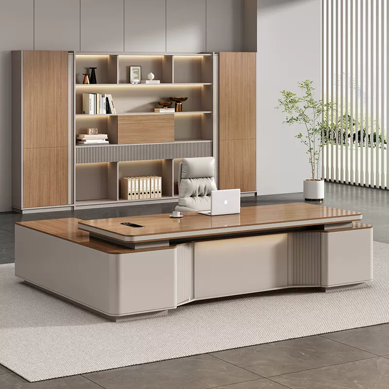 圣黎轻奢老板桌办公桌简约董事长总裁桌大班台经理办公室桌椅组合