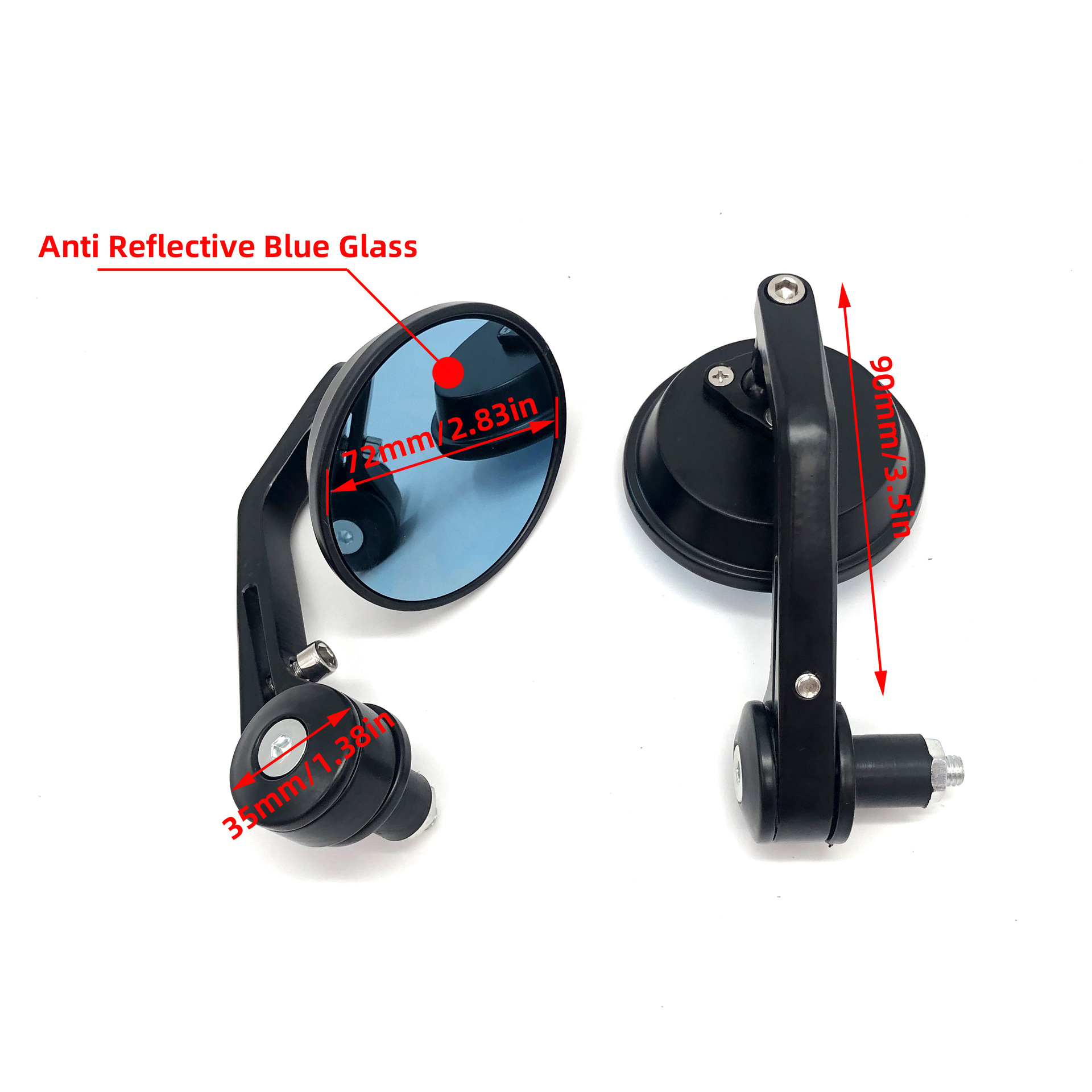 Motorcycle rearview mirror 7/8 modified rearview mirror moped handlebar mirror 22mm all aluminum round handlebar mirror