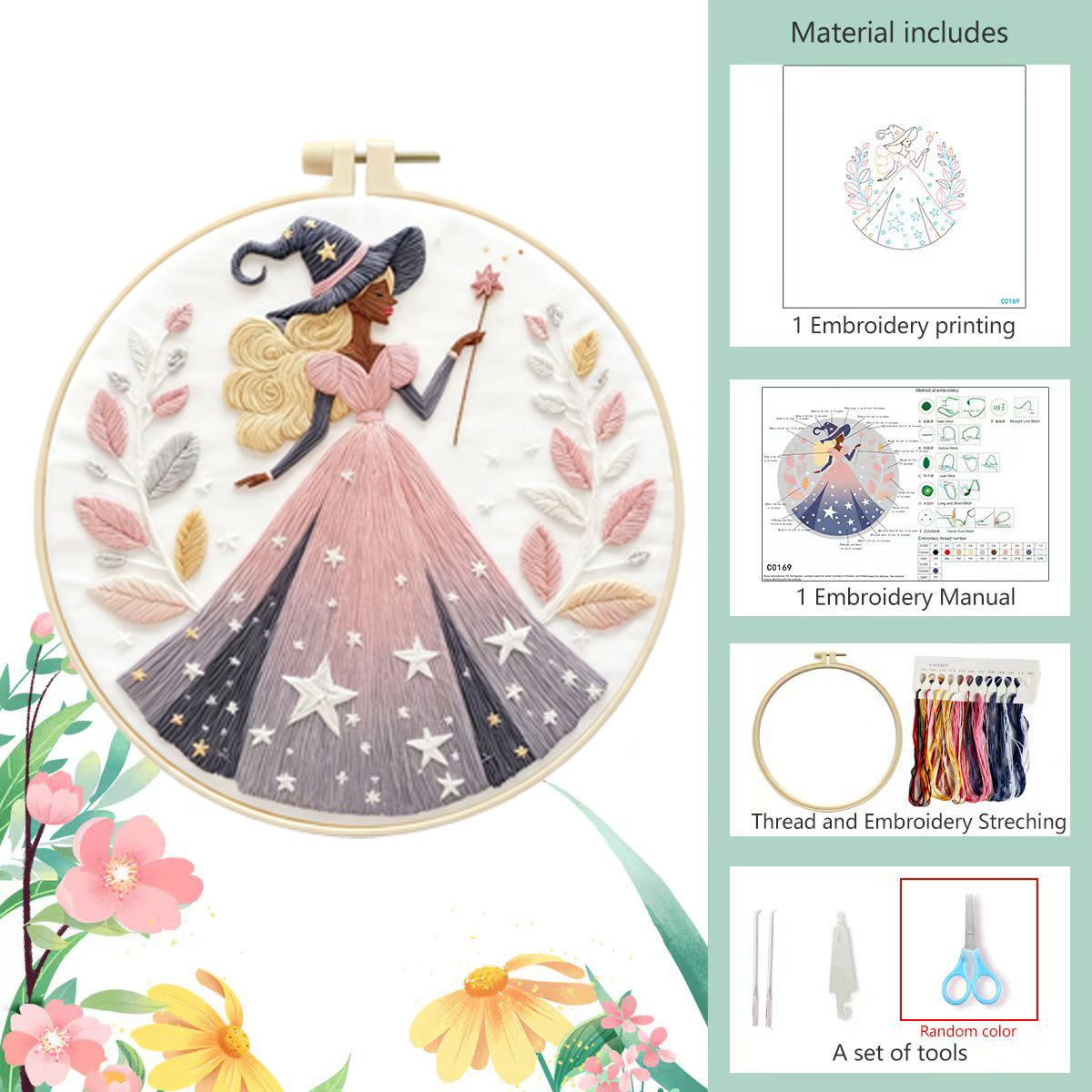 Elf rosa - paquete de materiales básicos + 20CM de goma + inserción de tijeras