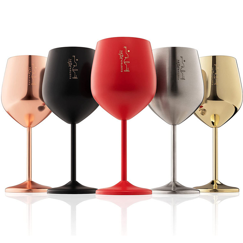 304 Stainless Steel Single Layer Goblet Red Wine Glass Restaurant KTV Utensils Cocktail Champagne Cup Creative Bar Cup