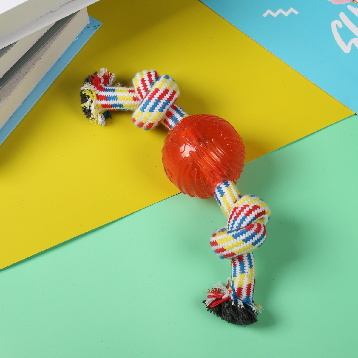 Juguetes transfronterizos para perros, cuerda de algodón resistente a la mordida, juguetes para mascotas, dientes molares, dientes limpiadores, dobles nudos, cuerda de mordida, bolas de juguetes para perros pequeños