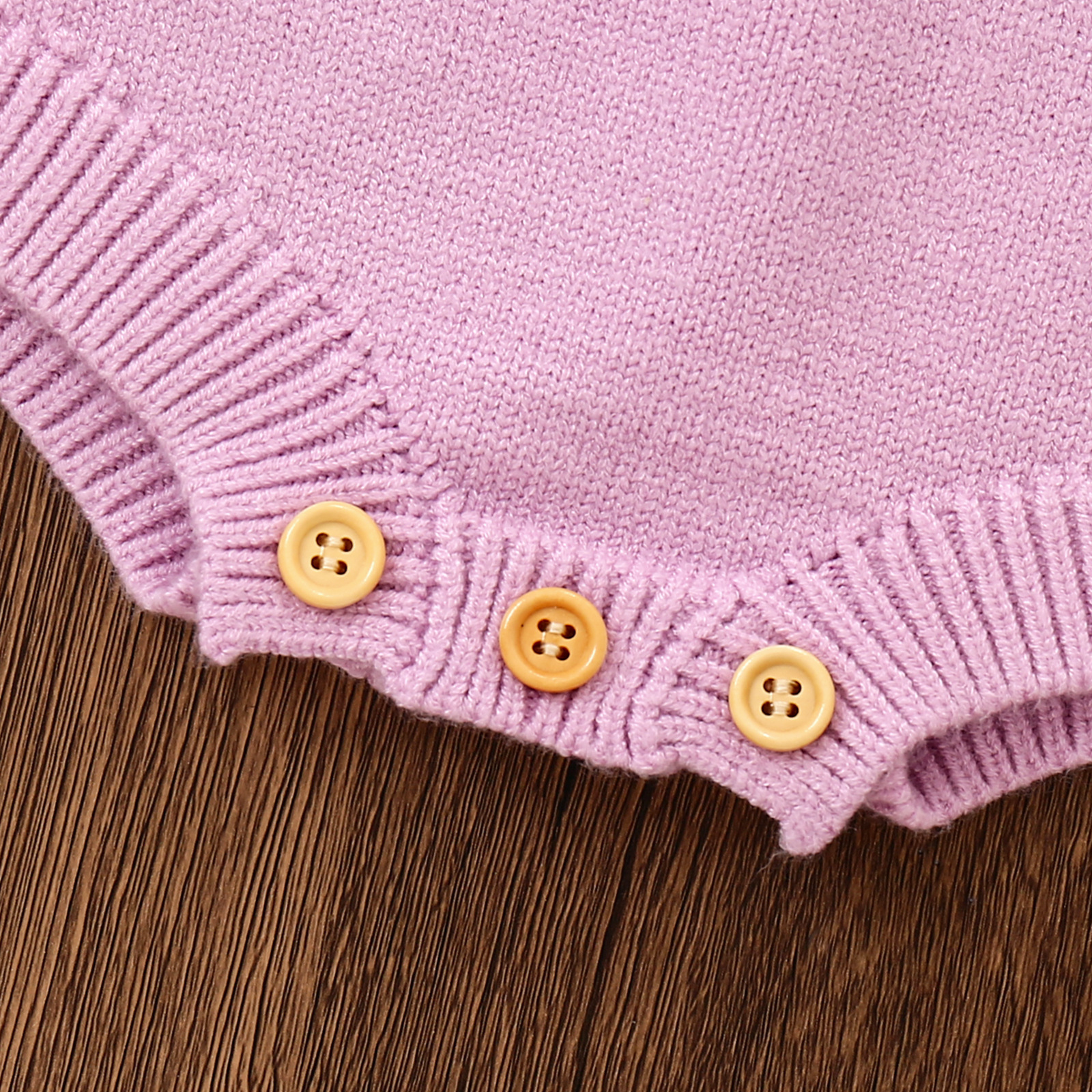 Baby Girl Flounced Sleeve Letters Flower Embroidery Lace Button Romper