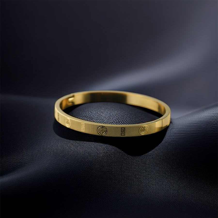 22g Weight Bangle Classification Titanium Steel Chain Material 1 Piece Quantity Holiday, Daily Occasion Titanium Steel Material Symbol Pattern Women's Gender Plating Design Retro Style Retro Symbol Titanium Steel Bangle In Bulk 14