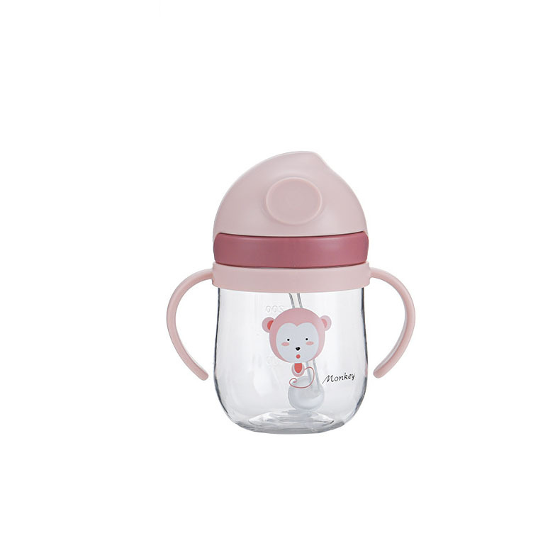 Zhaolong 2121 niños de paja taza de plástico portátil al aire libre 250ml bebé beber taza estudiante Flip aprendizaje beber taza