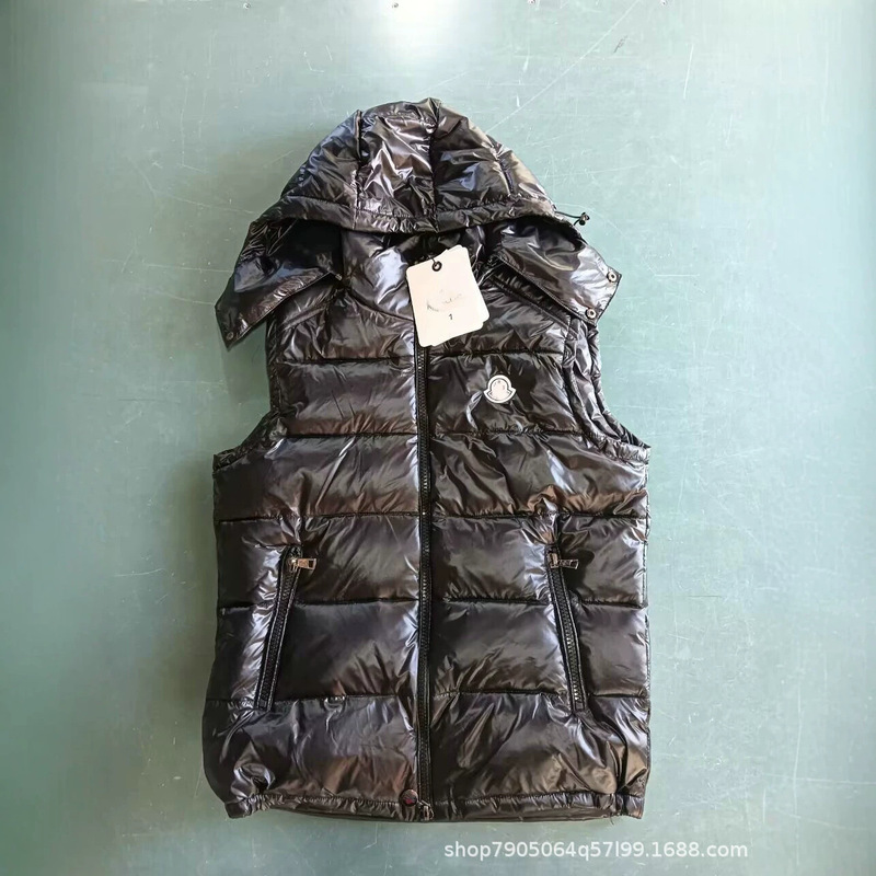 2026 foreign trade hooded Maya down vest, white duck down, celebrity style, shiny Moncler-style vest, wholesale 2026 foreign trade hooded Maya down vest, white duck down, celebrity style, shiny Moncler-style vest, wholesale