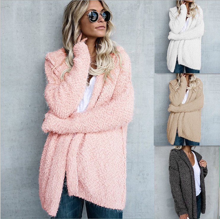 AliExpress Amazon explosions cross-border for Europe and the United States for autumn and winter hooded cardigan loose warm jacket coat women's clothing AliExpress Amazon explosions cross-border for Europe and the United States for autumn and winter hooded cardigan loose warm jacket coat women's clothing