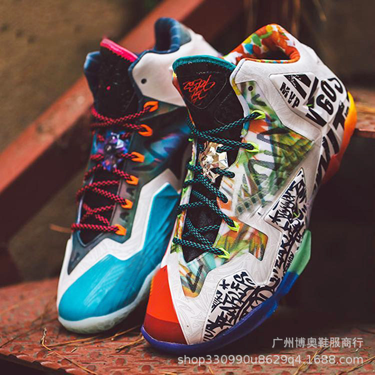 Wholesale James 11 Generation Basketball Men's Shoes Mandarin Duck All-Star Luminous Combat Christmas Graffiti LBJ18 Terracotta Warriors