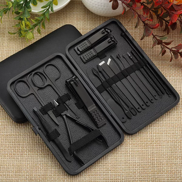 Black Knight 18-piece nail clippers pedicure set Black King Kong beauty set nail clippers manicure tool set