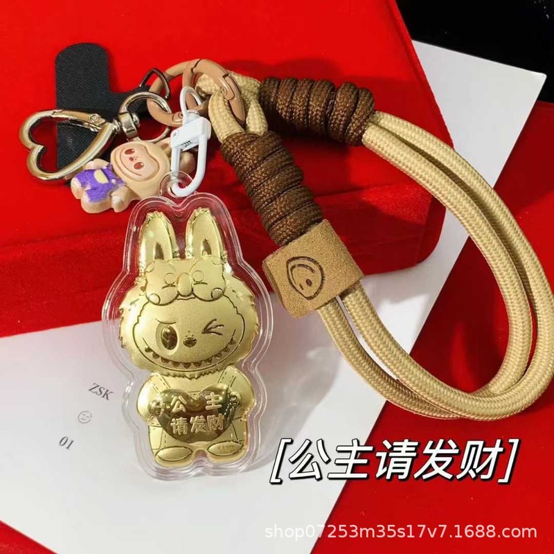 足金999labubu拉布布 手机挂绳钥匙扣 卡通爆款金店引流 礼品批发|undefined