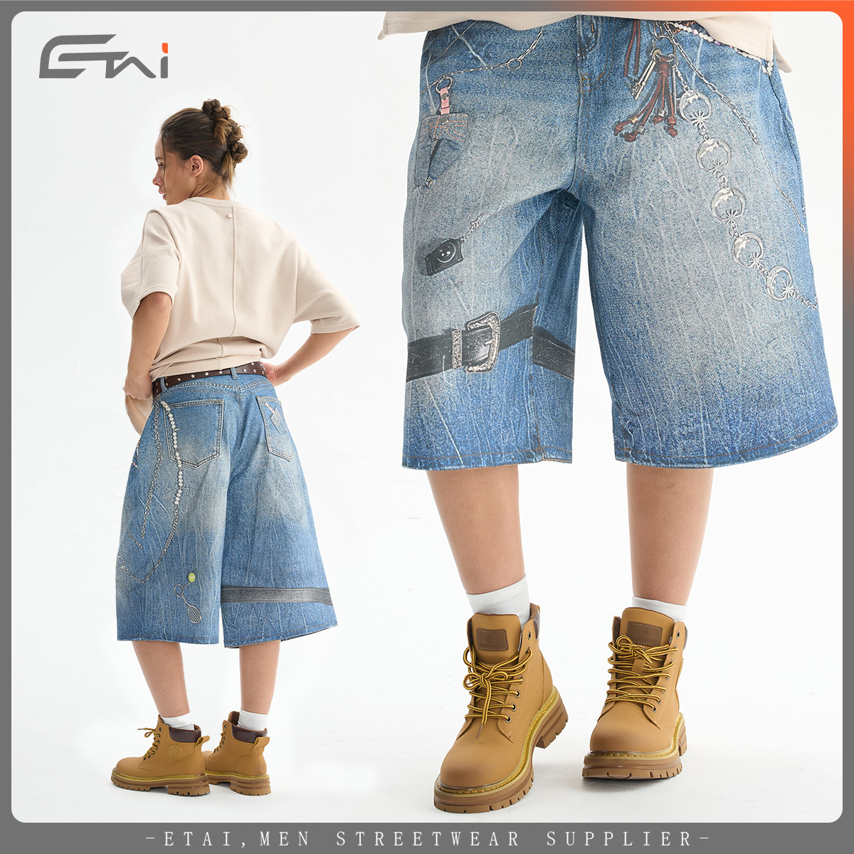 ETAI Hombre| Pantalones de alta calidad de algodón pesado 3D impresos con tendencia universal de verano para hombres y mujeres
