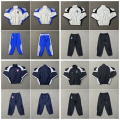 25クロスボーダーヨーロッパとアメリカのトレンディなブランドアルカトラズレター刺繍スプライシングスタンドカラーウインドブレーカージャケット男性と女性のスポーツパンツスーツ