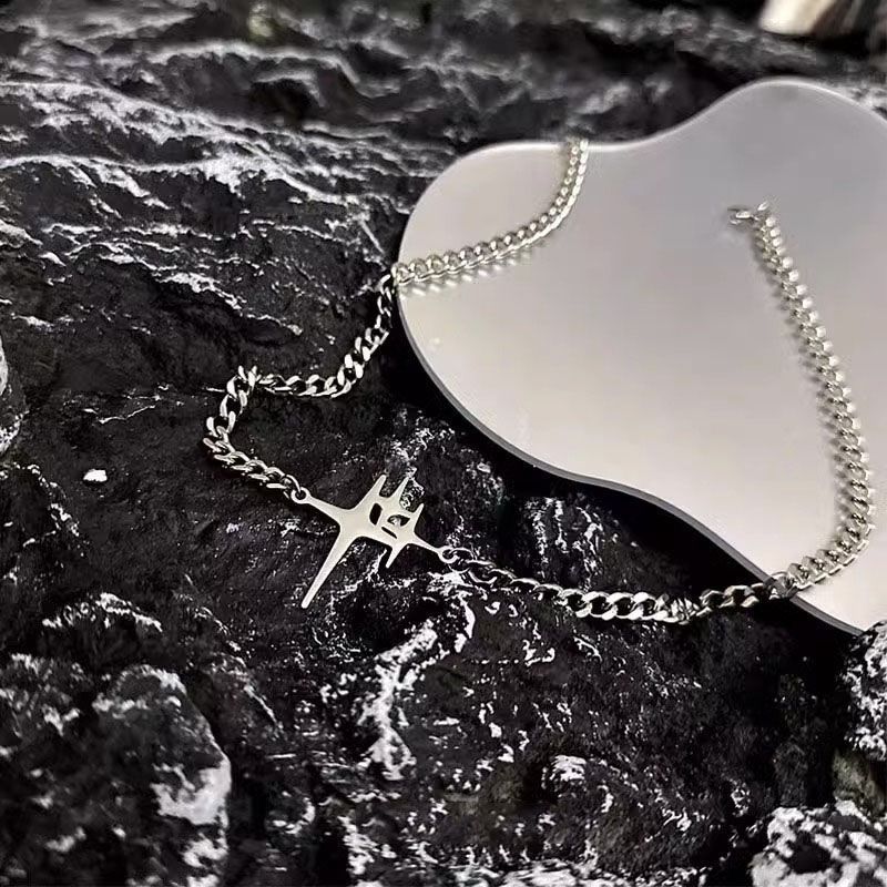 Jackson Wang Style Starburst Cuban Chain Necklace For Men Titanium_voghion.com