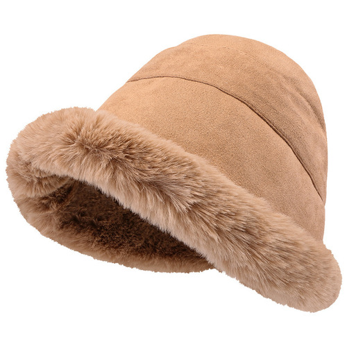 New High-end Faux Fur Autumn/Winter Thicker Warm Ear Protection Windproof and Cold-Proof Fisherman Hat Simple and Versatile Hat