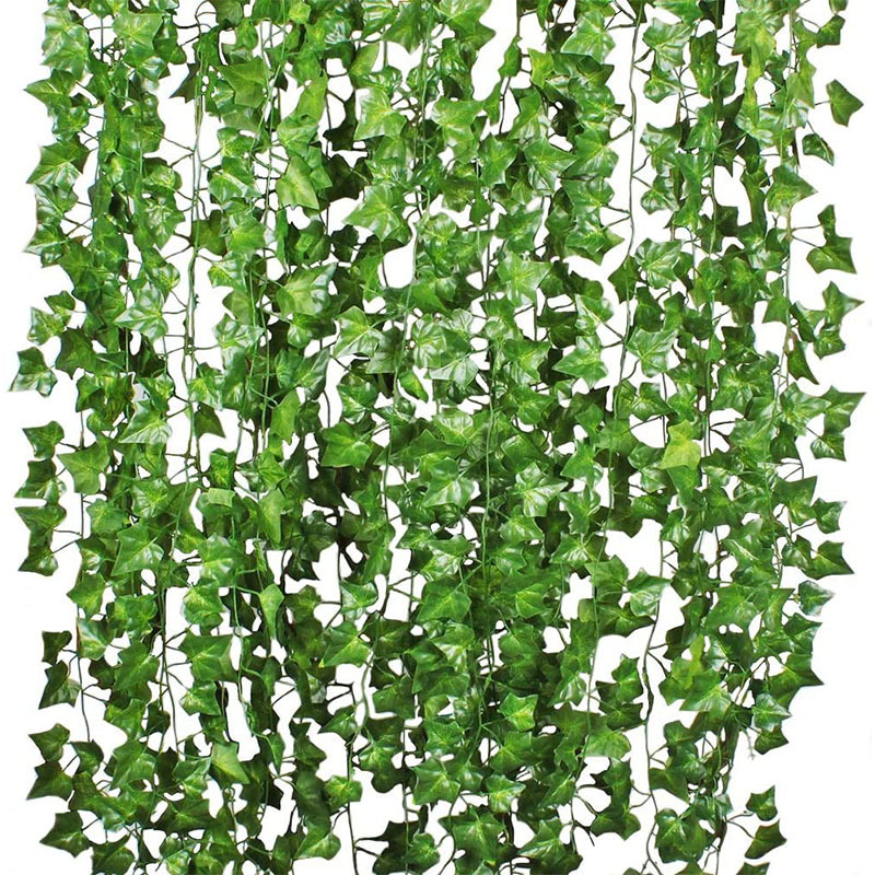 Decoración de hoja de uva artificial hoja falsa hoja verde escalada Tigre verde rábano hoja ratán techo hoja planta flor Vid al por mayor
