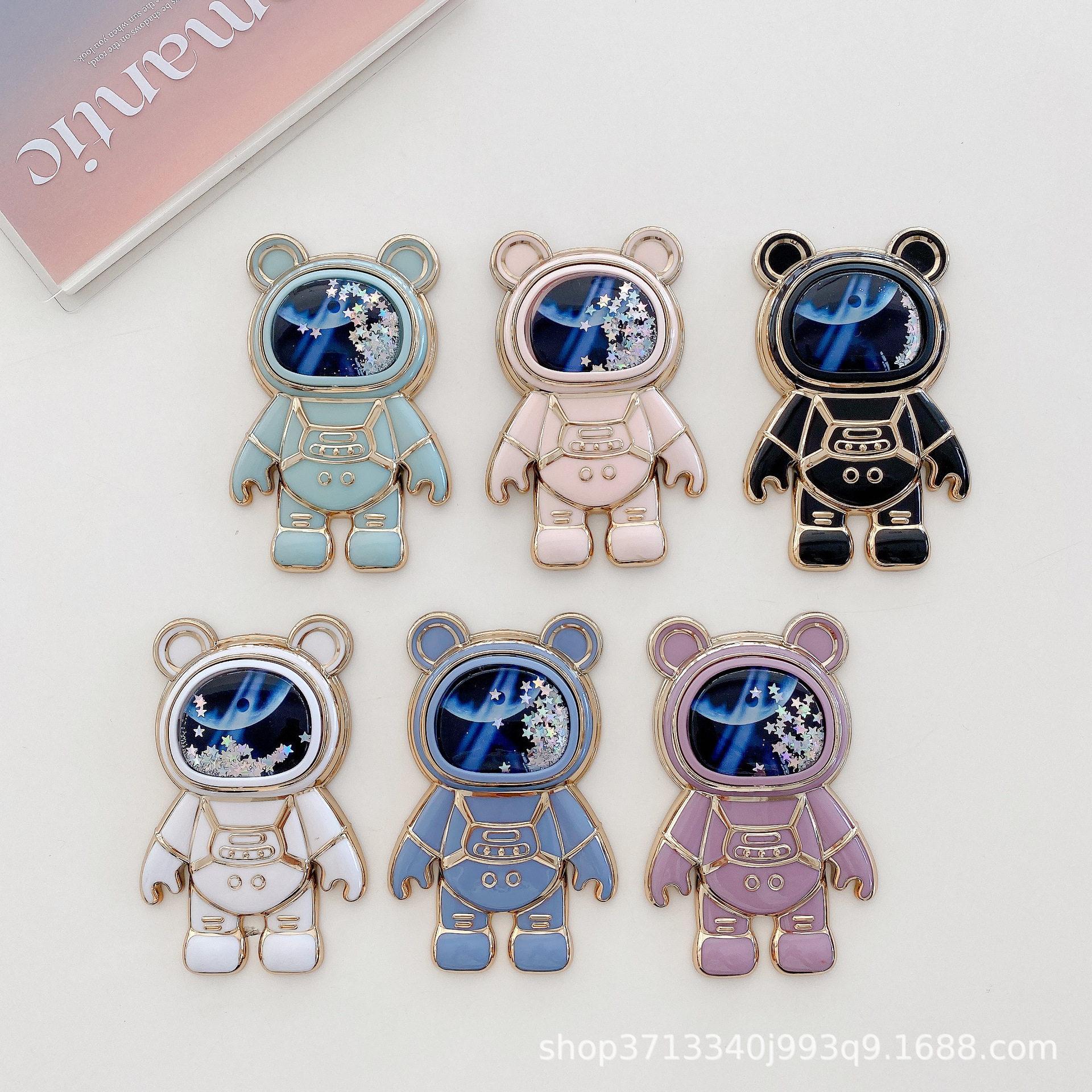 Nuevo gato orejas de arena movediza soporte de galvanoplastia astronauta pegatina perezoso plegable soporte de escritorio