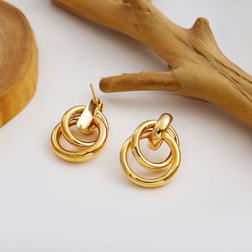 European and American new fashion geometric earrings, silver needle retro hoop earrings, internet celebrity metal style earrings cute beans