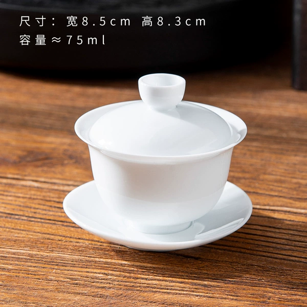 High-temperature mutton-fat jade 3.2-inch bowl