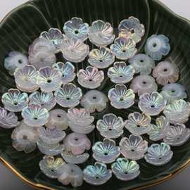 仿贝壳花高亮五瓣花小花ab彩白 diy手工串珠耳环材料发簪饰品配件