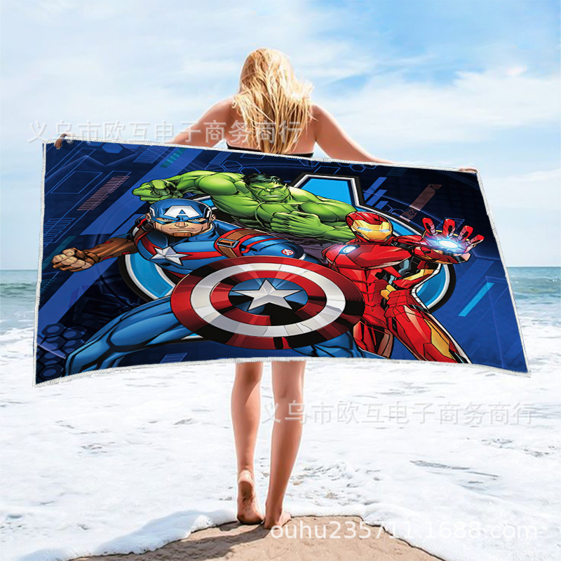 Super Hero Children's Bathroom Pool Beach Towel Super Soft Absorbent Fade-resistant Beach Towel