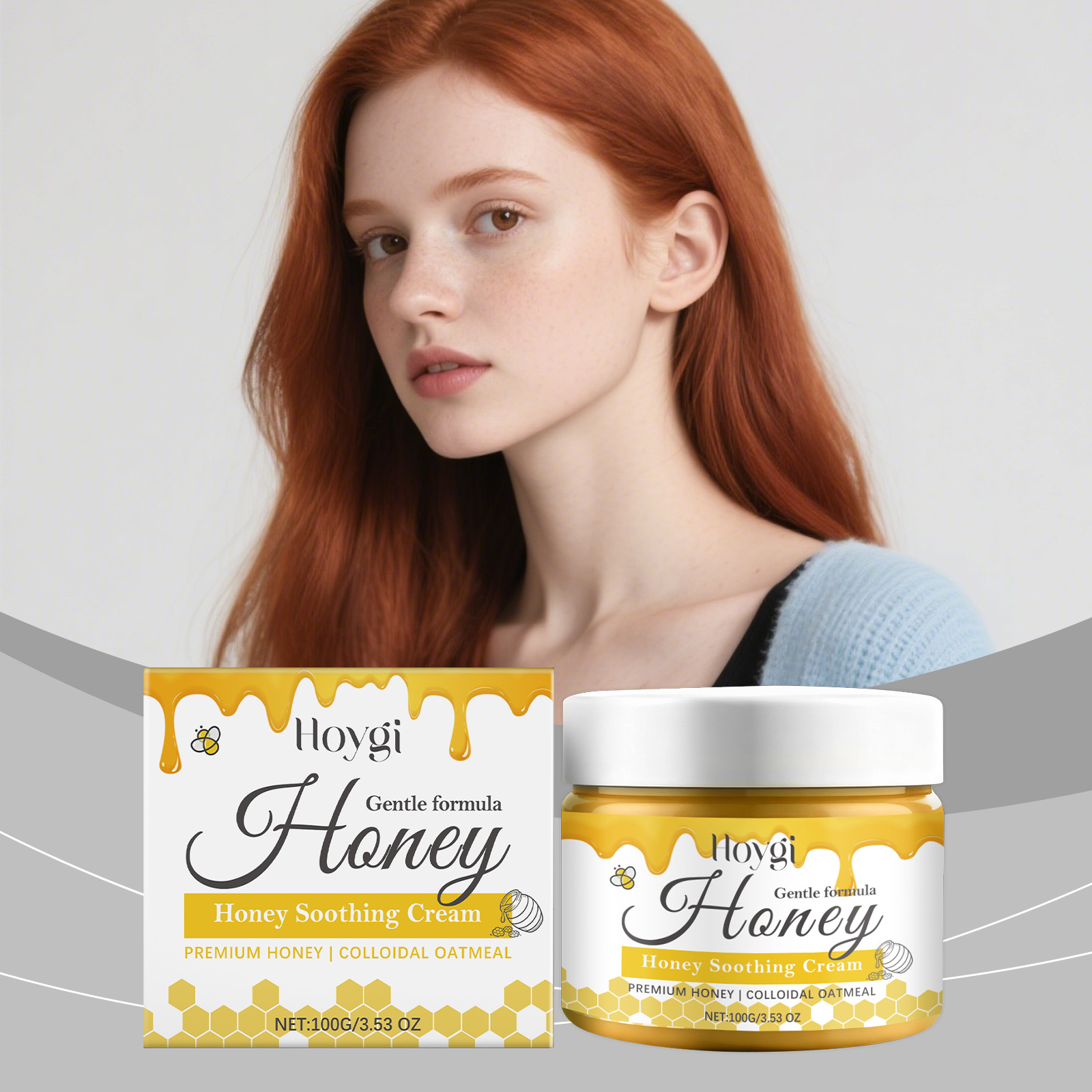 HOYGI 蜂蜜护理面霜 保湿水润面部肌肤柔润轻盈肤感日常滋润面霜