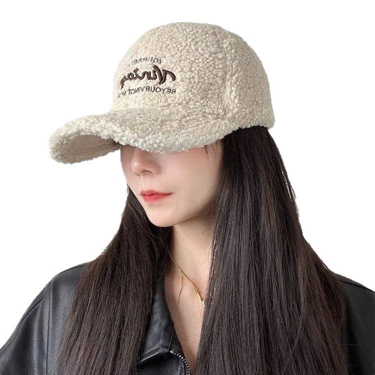 羊羔毛棒球帽女2025新款秋冬季时尚保暖加厚鸭舌帽显脸小毛绒帽子|undefined