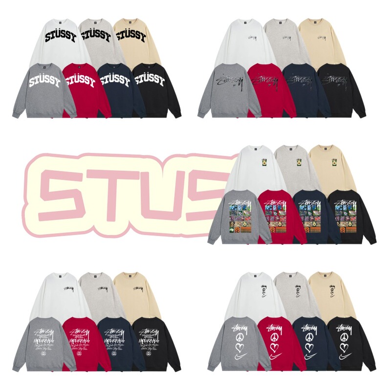 Cross-Border Wholesale Stu Stussy Crewneck Thin Sweatshirt Unisex Loose Trendy Brand Classic Style Fleece Jacket Dropshipping