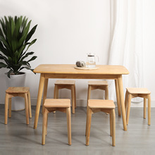 北歐原木疊凳歐式現代餐桌凳家用實木方凳餐凳方凳餐廳可疊放凳子