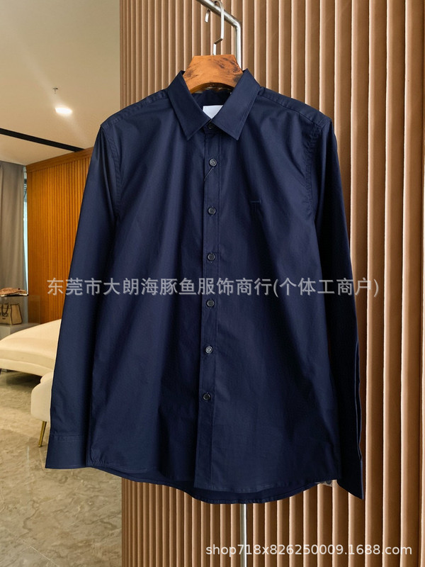 正确版英伦B家胸前TB刺绣府绸休闲通勤商务百搭衬衫高级感衬衣|undefined