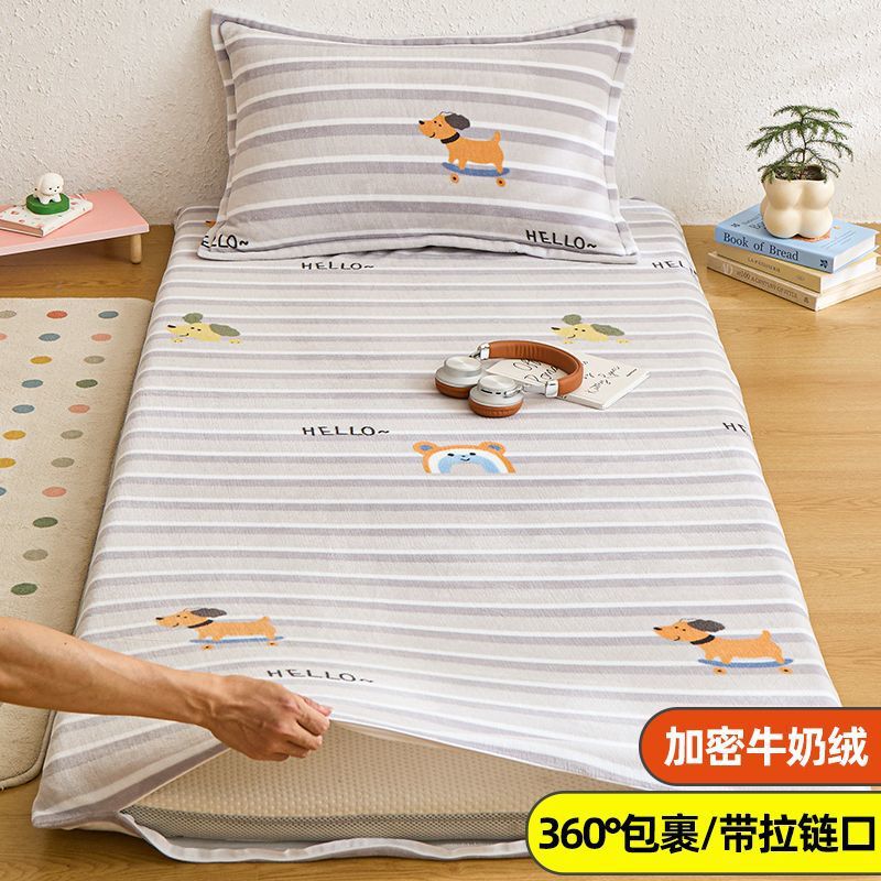 Invierno cálido con leche de veludo colchón cubierta colchón cubierta dormitorio universitario 90x190 colchón cubierta colchón