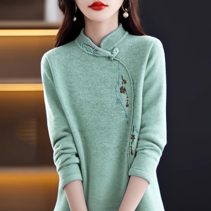 The M-4Xl Size Women's Long-Sleeved T-Shirt Features A Luxurious, Retro Design With Added Fur Lining And Extra Thickness_ecoleips.com