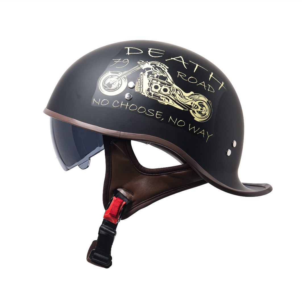 3C Certified Retro Motorcycle Half Helmet with Visor