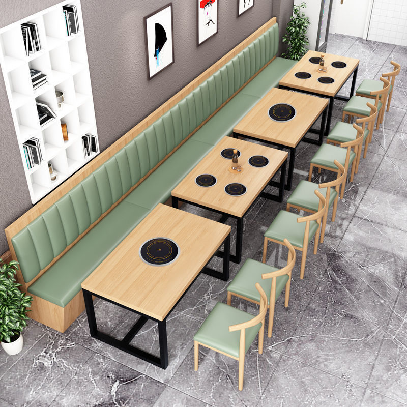 Factory Direct Delivery, One Person, One Pot, Small Hot Pot Table, Induction Cooker, Integrated Commercial Self-Service Restaurant, Marble Round Table and Chairs
