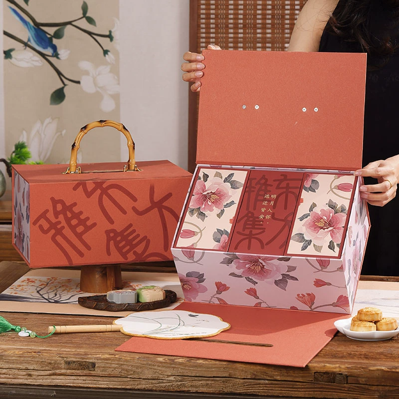 2025 Праздник середины осени подарочная коробка в китайском стиле двухслойная выпечка лунный пирог упаковочная коробка пустая коробка 12 капсул отеля высокого класса ручная коробка