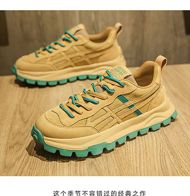 Giày sneaker nam da nhân tạo thoáng khí phong cách retro, đế dày tôn chiều cao, dây buộc phía trước — 3312 màu be, 3312 màu lúa mì chi tiết 12