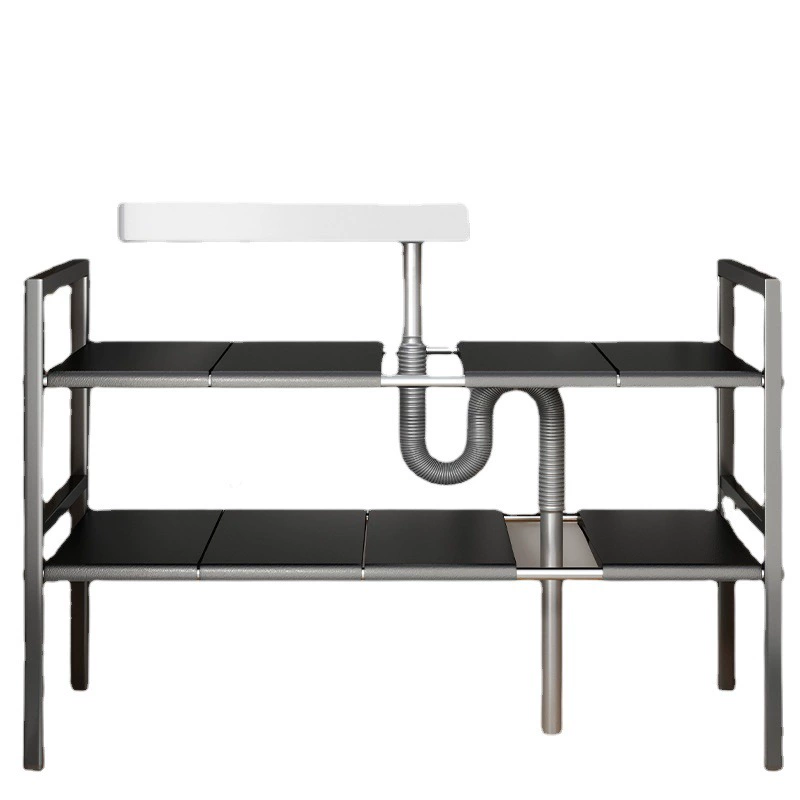 Стеллаж для хранения кухонной раковины Выдвижной шкаф Внутренняя ламинированная стойка Перегородка Многофункциональная стойка для хранения посуды