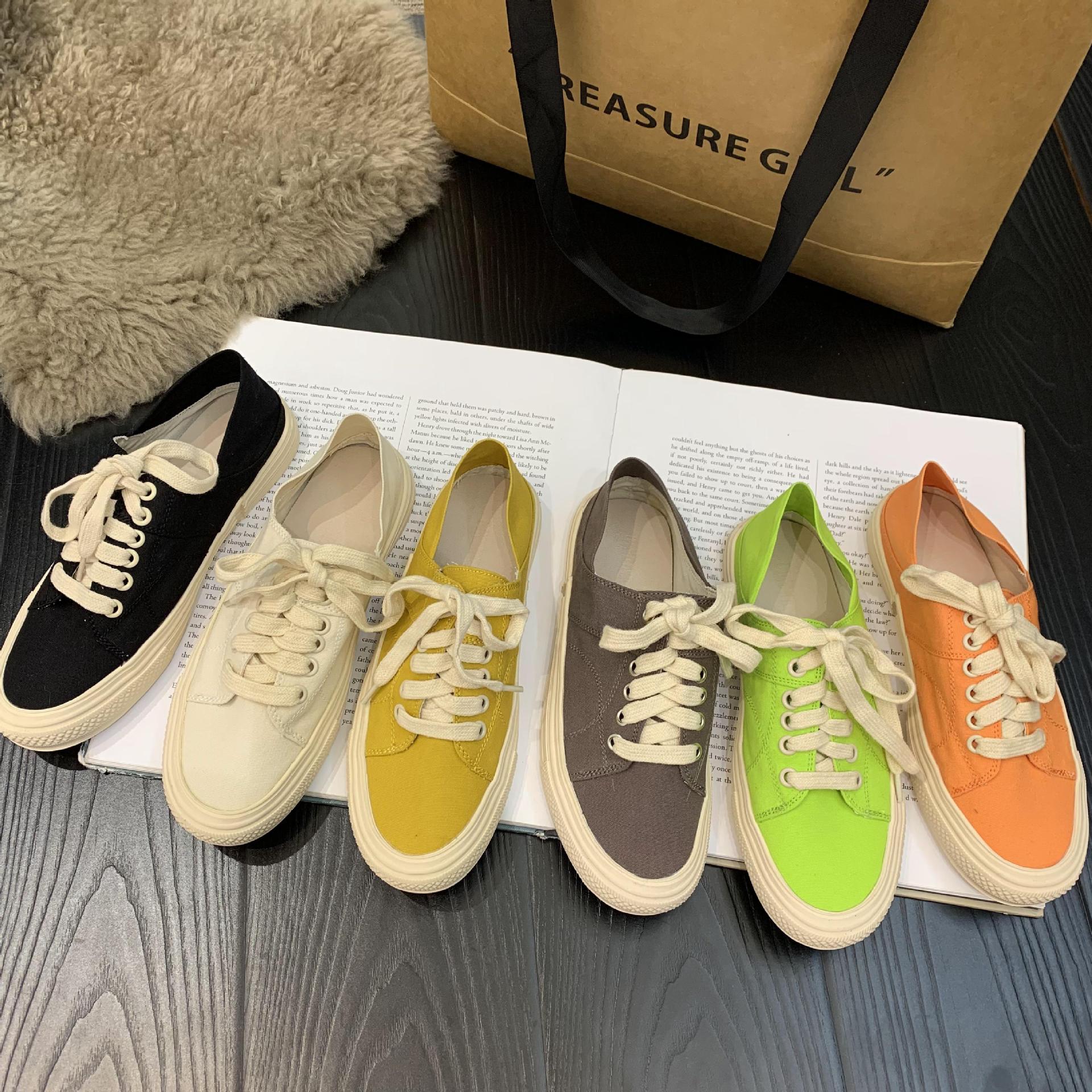 2024 South Korean Spring Edition New Two in One Thick soled Canvas for Women, Heels, Stepping on Half Trailer Casual_voghion.com