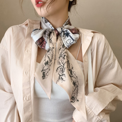 Strip Silk scarf Versatile Spring and autumn season neck decorate suit scarf Kerchief the republic of korea Scarf
