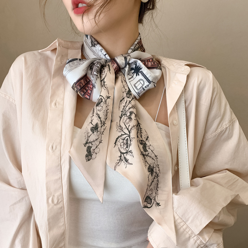 Strip Silk scarf Versatile Spring and autumn season neck decorate suit scarf Kerchief the republic of korea Scarf