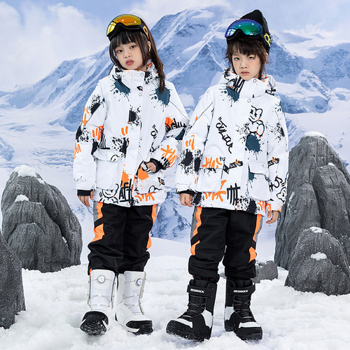 Children's Ski Suit, Unisex Set, Winter Outdoor Waterproof and Warm Thicken Snowboard/Ski Suit