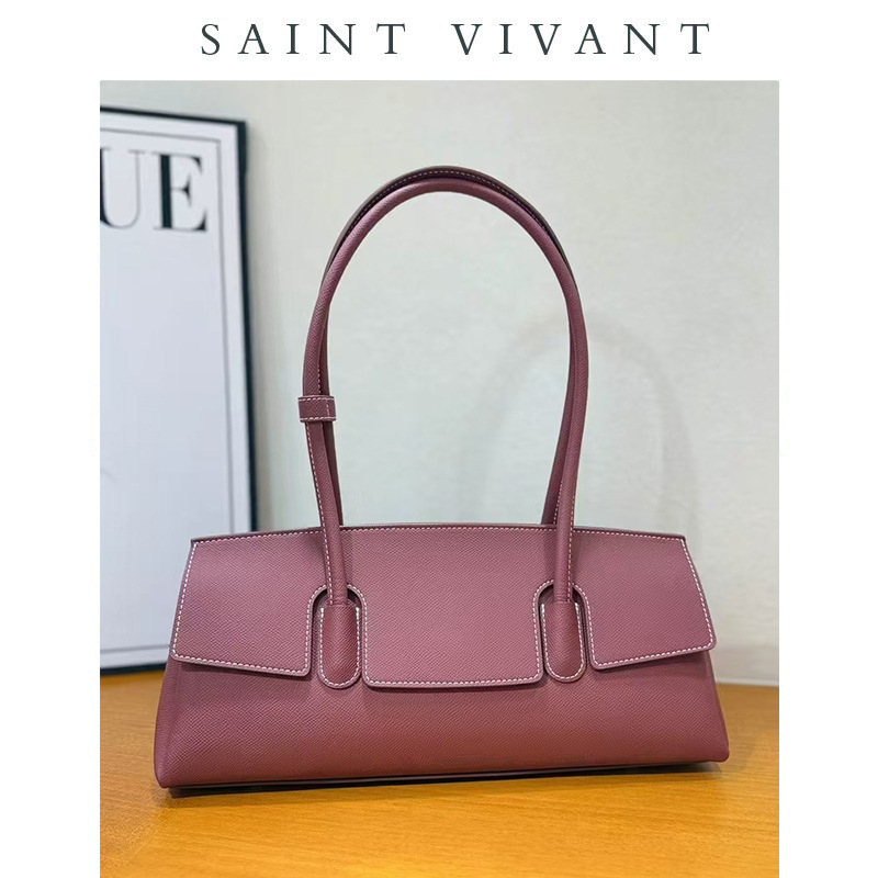 Designer Women's Baguette Bag, Light Luxury Commuter Genuine Leather Underarm Bag, Women's Handbag, Shoulder Bag, Large Size