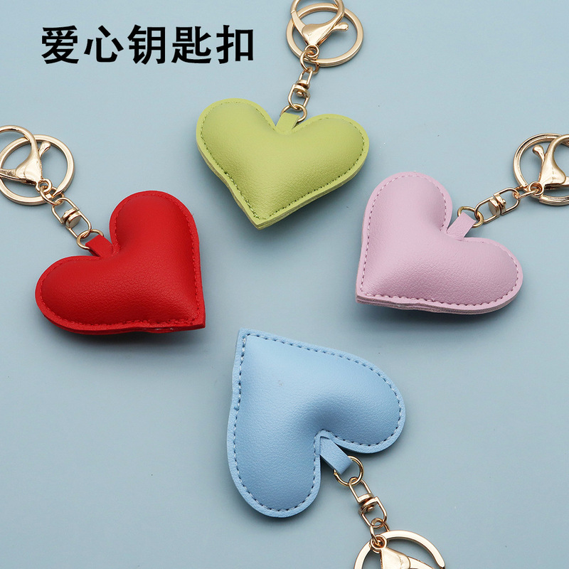 Creative Leather Peach Heart Bag Pendant Heart-Shaped Keychain Love Bracelet Couple Accessory Pendant