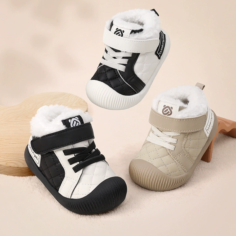 2024 новые ходунки осенние и зимние детские мягкие подошвы нескользящие детские ботинки 0-1-2 года дети с бархатными кроссовками