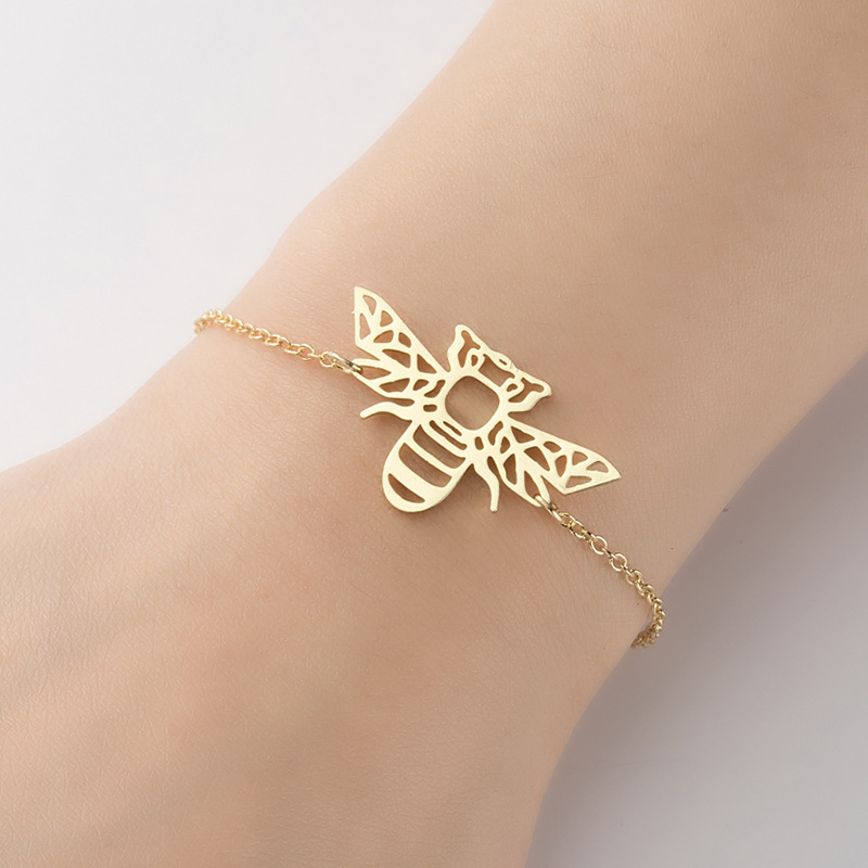 cable chain Chain Type PVD Coated 18K Gold Real Gold Plated Animal 201 Stainless Steel Cute Waterproof Non Tarnish 201 Stainless Steel Bracelets